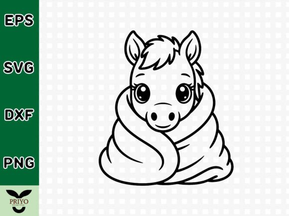 Cute Baby Horse Wrapped in Blanket SVG