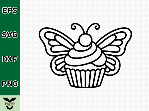 Cute Butterfly Cupcake SVG
