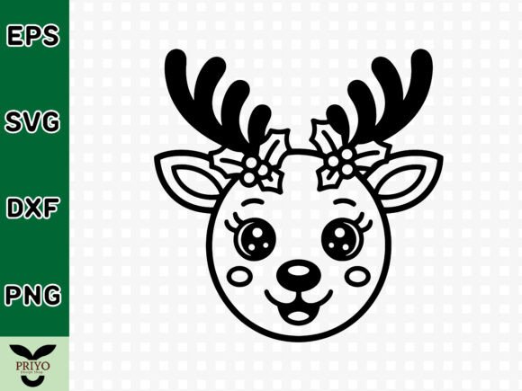 Holly Adorned Reindeer SVG
